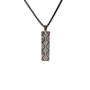 Navajo Pattern bar pendant  in Oxidized 925 Sterling silver