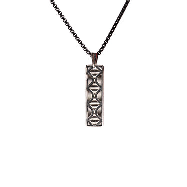 Navajo Pattern bar pendant  in Oxidized 925 Sterling silver