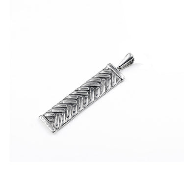 Herringbone Weave Sterling silver Bar Pendant