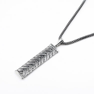 Herringbone Weave Sterling silver Bar Pendant