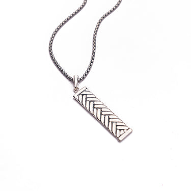 Herringbone Weave Sterling silver Bar Pendant