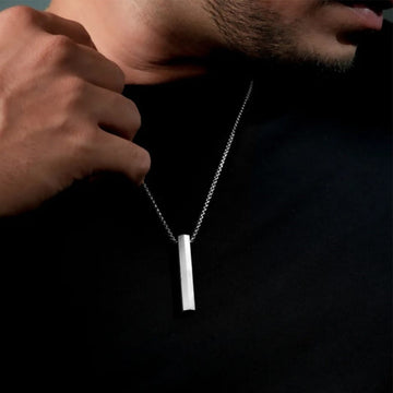 Mens Engravable Solid Bar pendant in Stainless steel