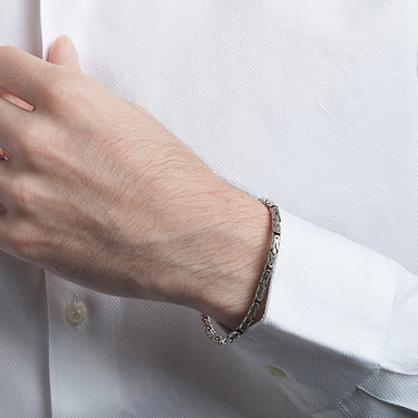 Benaras Weave - Oxidized Sterling Silver Men's Bracelet