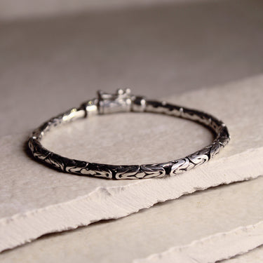 Benaras Weave - Oxidized Sterling Silver Men's Bracelet