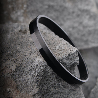 Matte-Gloss Harmony Cuff Bracelet in Black.