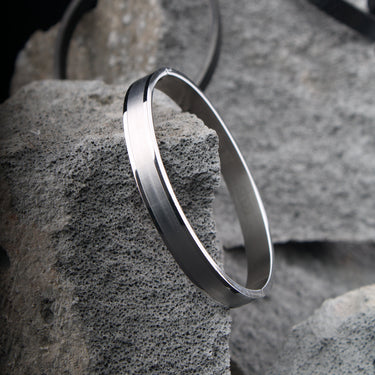 Plain silver Stainless steel cuff bracelet