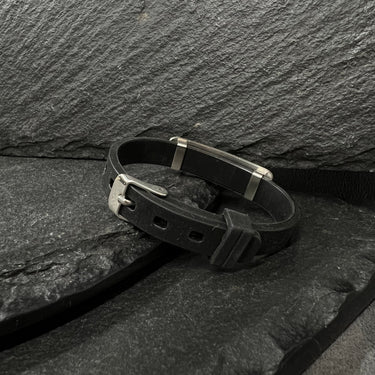 Men's Engravable Rubber Belt Bracelet