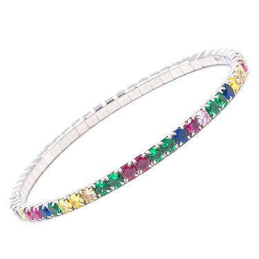 Stretchable Tennis bracelet in Rainbow diamond