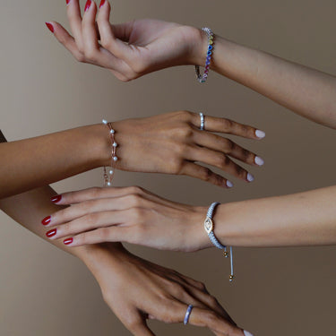 Rainbow heart diamond tennis bracelet
