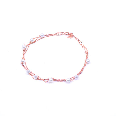 Multi layer Classic Pearl Bracelet in Rose gold finish