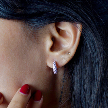 Pink Enamel Bali Earrings