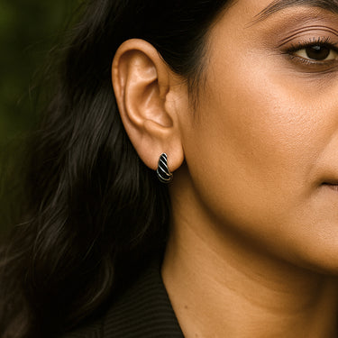Black Enamel Bali Earrings