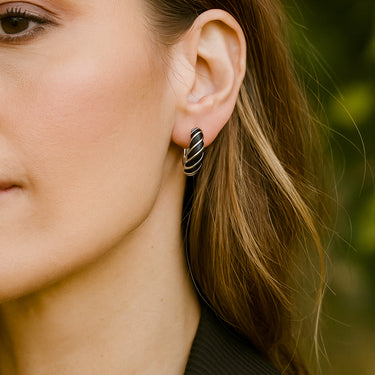 Black Enamel Bali Earrings