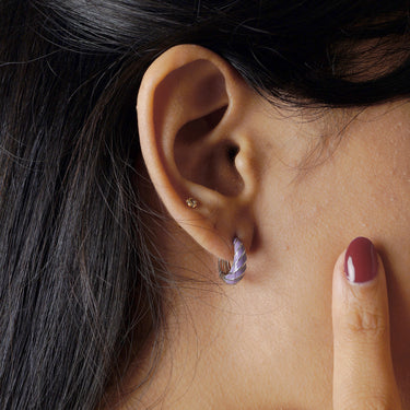 Purple  Enamel Bali Earrings