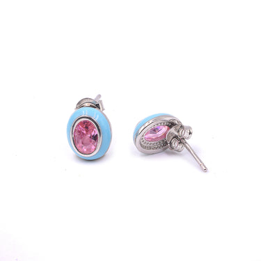 Pink Sapphire Enamel Stud earrings