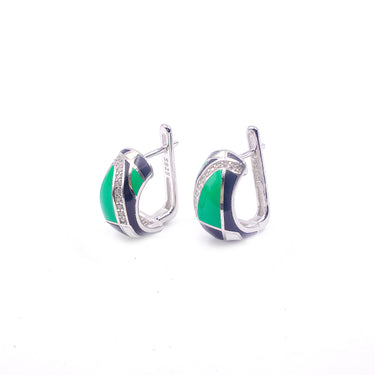 Italian Enamel Diamond High top Earrrings