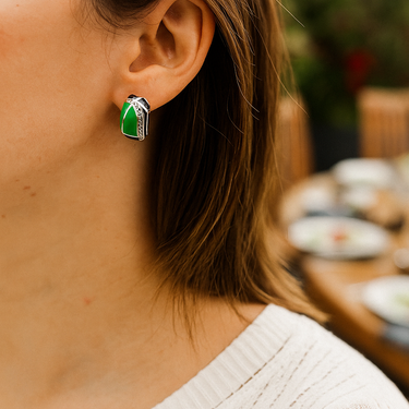 Italian Enamel Diamond High top Earrrings
