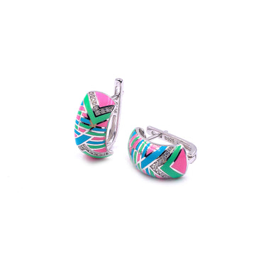 Brunch Enamel Diamond High top Earrrings