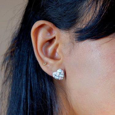 Enamel Heart stud earrings