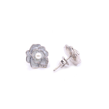 Floral Pearl enamel top Earirngs