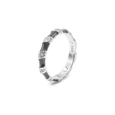 Black enamel Diamond band