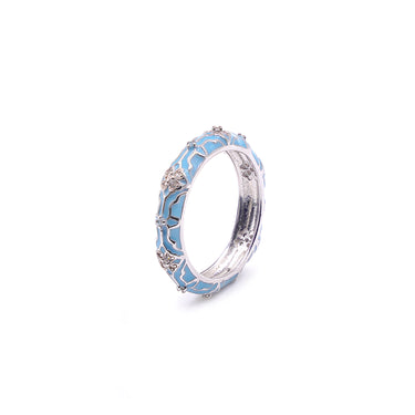 Floral diamond band in Blue enamel