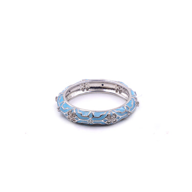 Floral diamond band in Blue enamel