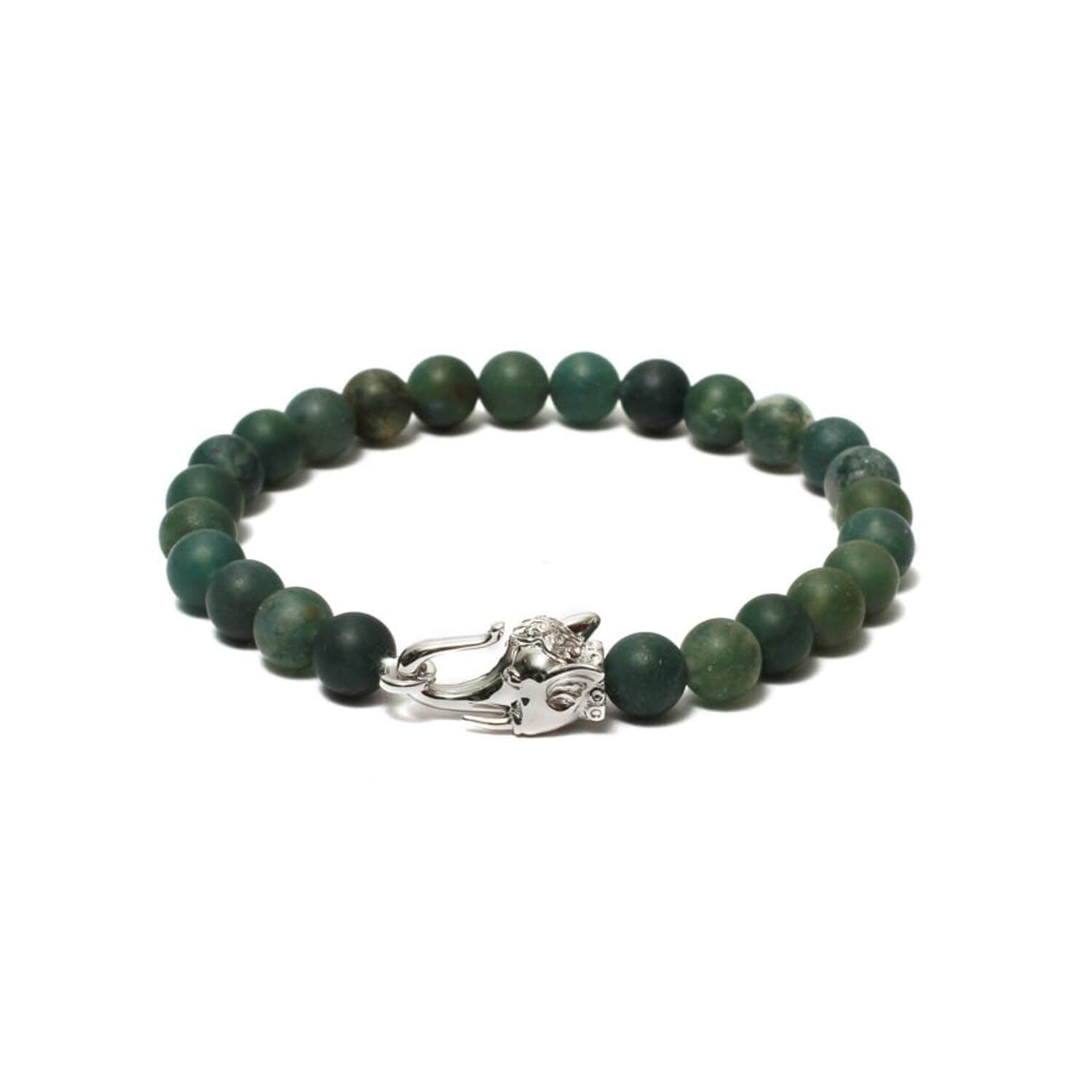 The Elephant Head   Bracelet in Moss Agate Gemstone beads