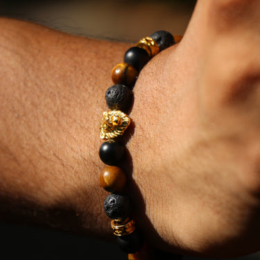 Lion Head Bracelet with Tribal Stoppers