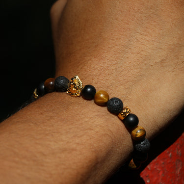 Lion Head Bracelet with Tribal Stoppers