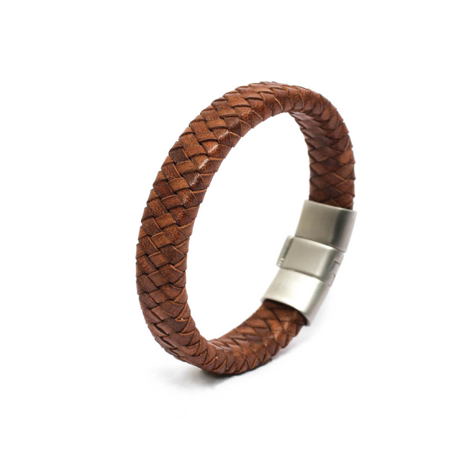 Handwoven Brown Leather Bracelet for Men SJ3077  Shining Jewel
