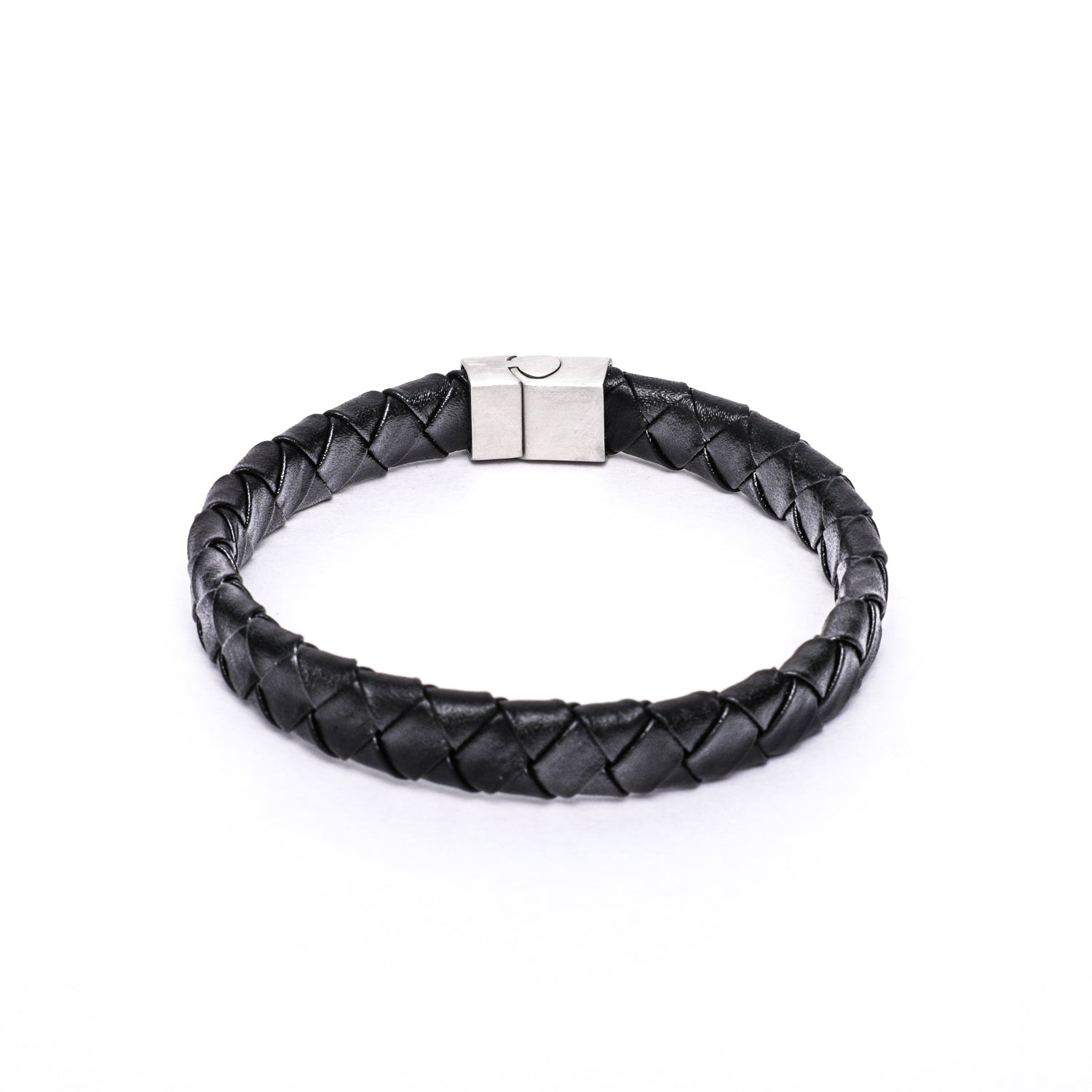 Buy Bottega Veneta Black Intrecciato Leather Bracelet for MEN in