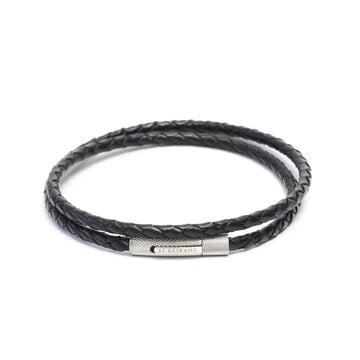 4mm Double Wrap Bracelet in Genuine Black Leather