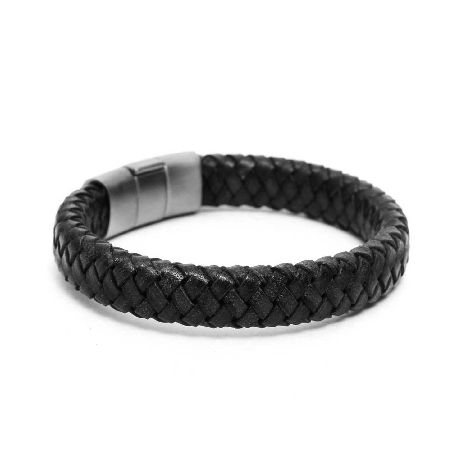 Buy Three Shades Black Leather Braided Bracelet with Titanium steel  Magnetic Clasp For Men And Boys Online In India At Discounted Prices