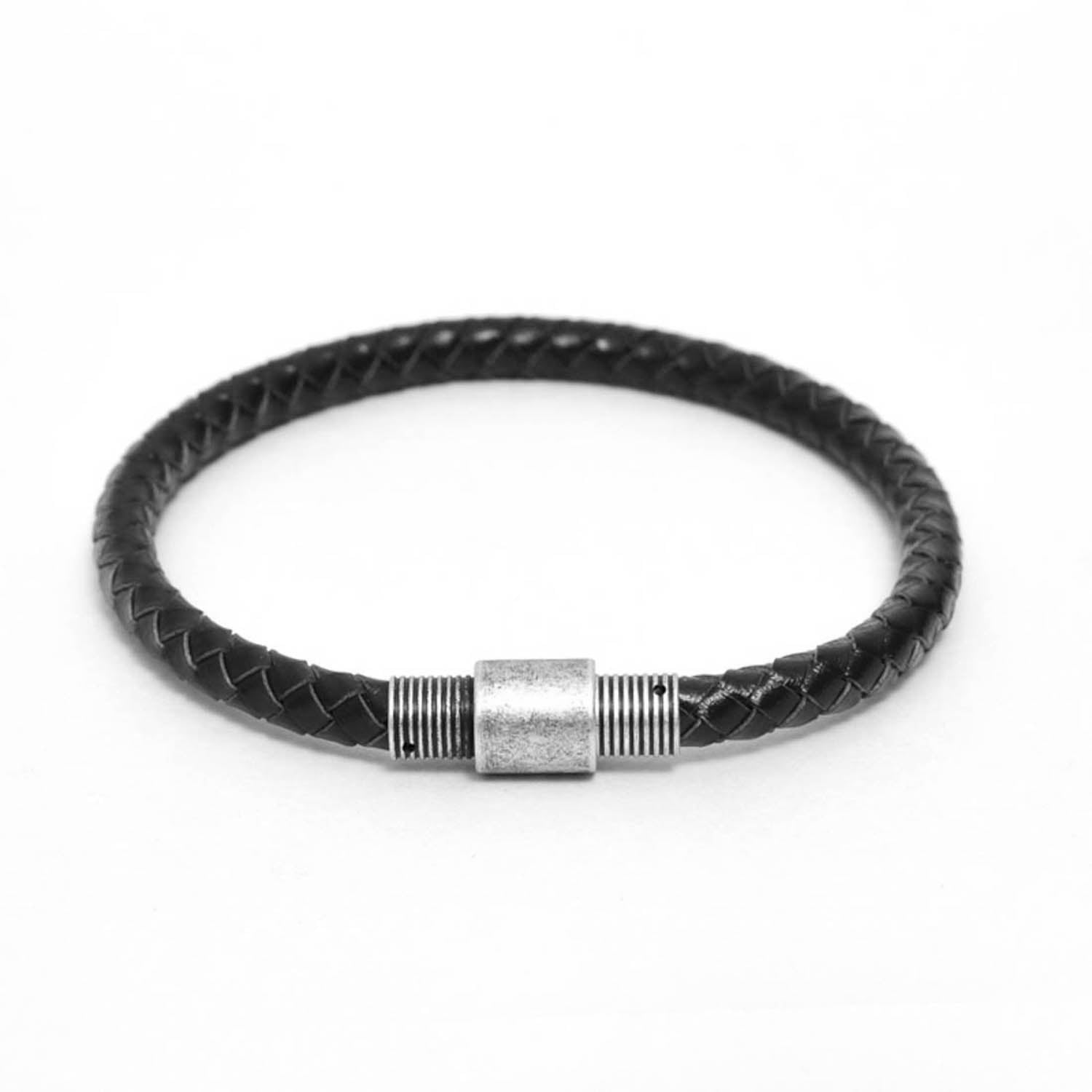 Classic 5mm Round Braided Black Leather Bracelet