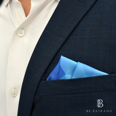 Monochrome Blue Checks Pocket Square