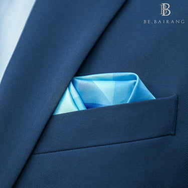 Monochrome Blue Checks Pocket Square