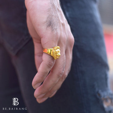 Poised Royal Lion Ring In Gold finish