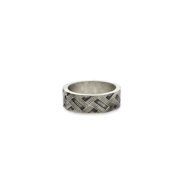 Cross Hatch Ring in Matte Oxidized 925 Sterling Silver