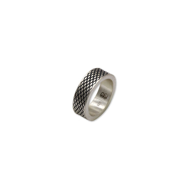 Cross Fence Solid Ring, in 925 oxidized sterling silver