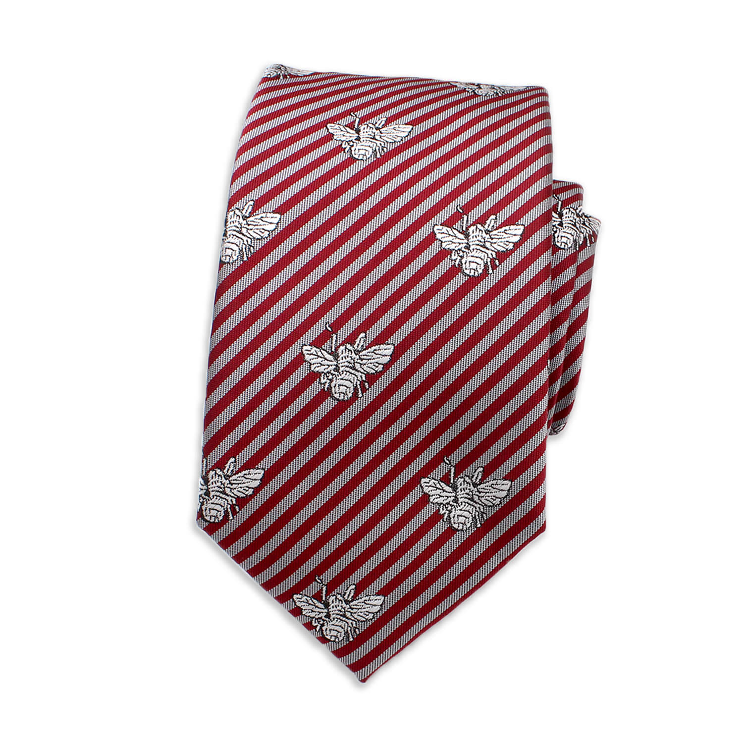 Bee Novelty Tie, Red & White Stripes