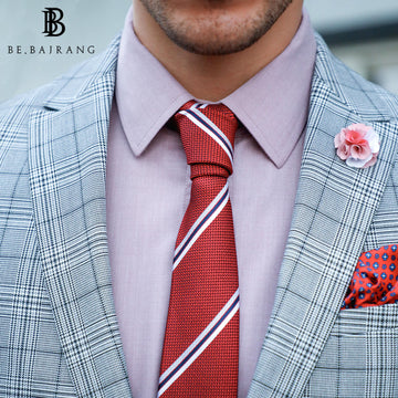 Deep Red & Blue Striped Neck Tie
