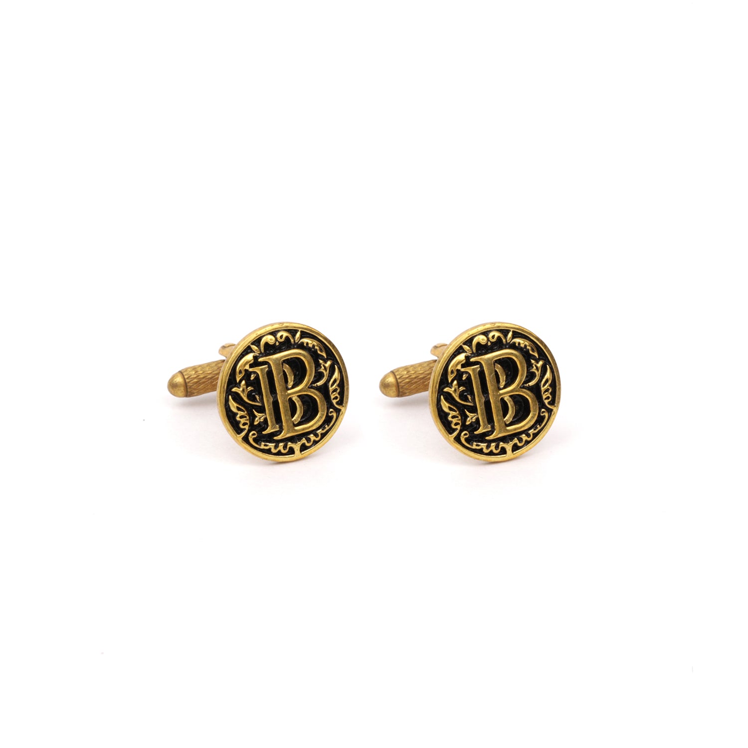 Personalized Initial Cufflink Set with Antique Filigree Work