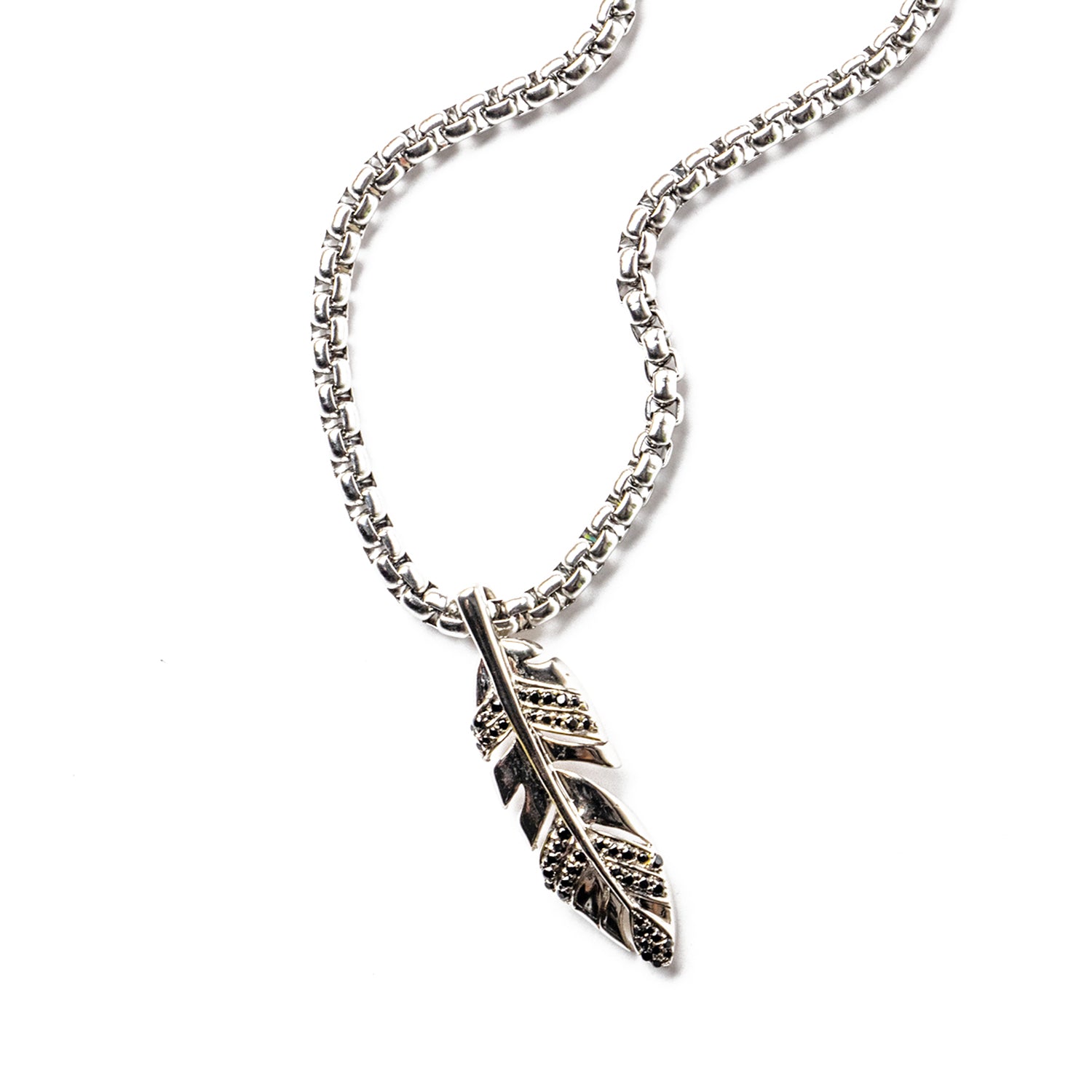 CZ studded Feather chain Pendant