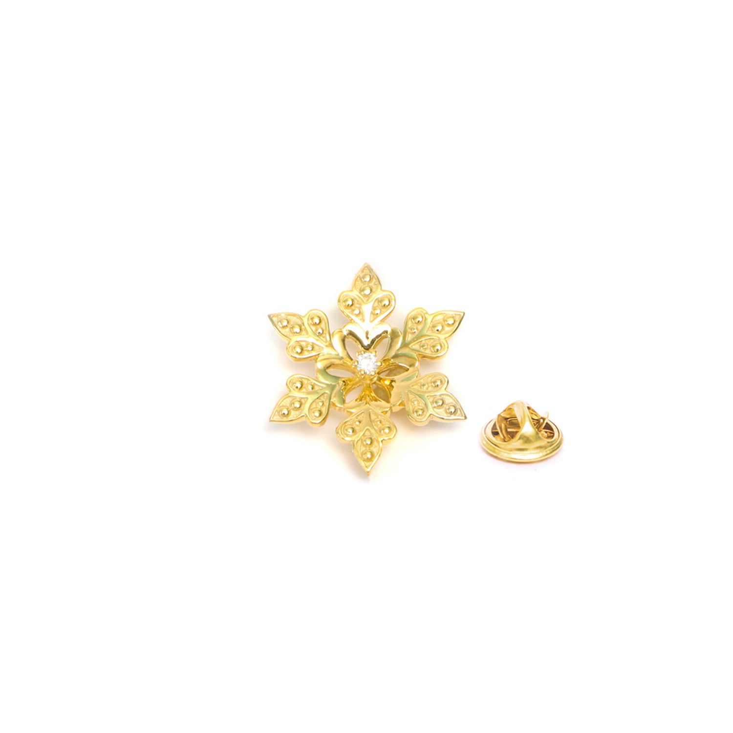 Snowflake Lapel Pin with Butterfly Pin